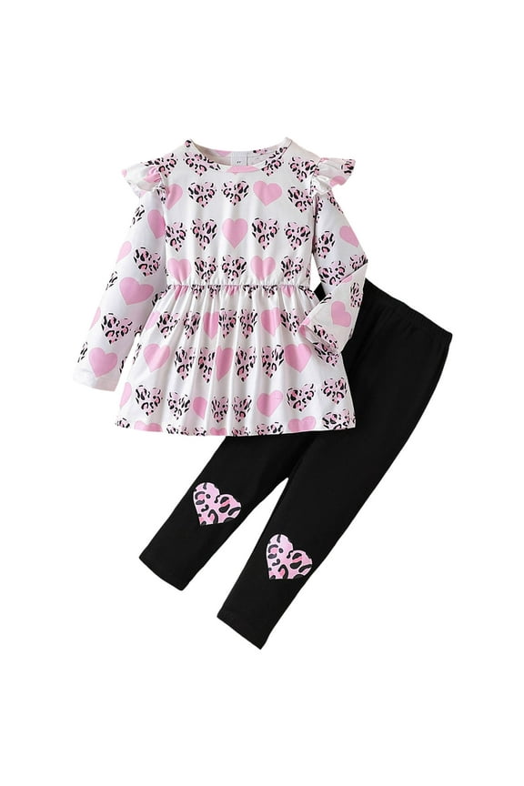 Kids Flare Leg Pants Set Kids Clothes Girls Fall Winter Girls Clothing Sets Pullover Tops Pants Outfits for Girl Size 7T 8T (Pink,7-8 Years)
