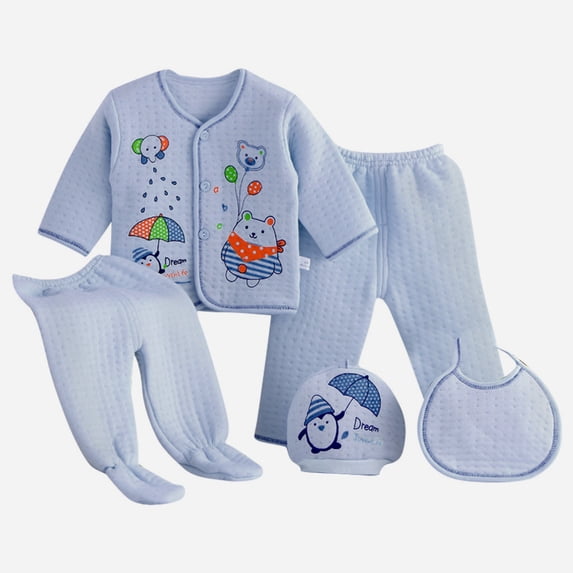 Curenmufel Layette Set Girl New Born Clothes Cotton Layette Gift Set Unisex Baby Outfit and Accessories Essentials Must Haves 0-3 Months (Blue,0-3 Months)