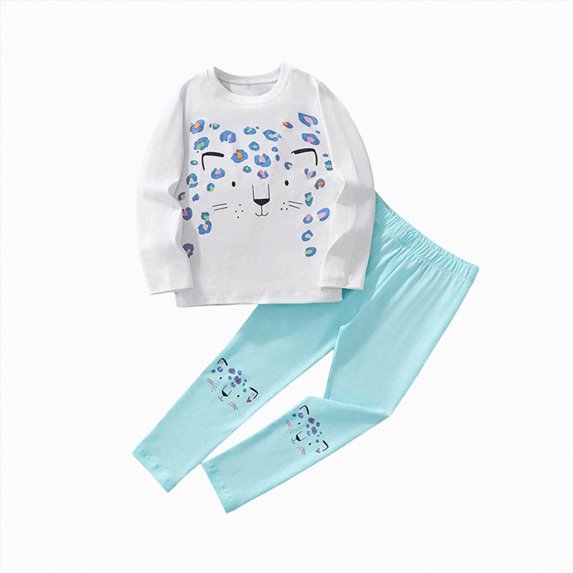 Curenmufel Long Sleeve Pullover and Pants Girls Daily Wear 2 Piece Outfit 5T 6T (White,5-6 Years)