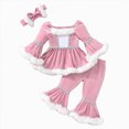 thumbnail image 1 of Curenmufel Long Sleeve Sweatshirt and Jogger Pants Girls Clothing Set for Daily Wear 12 18 Months (Pink,12-18 Months), 1 of 8