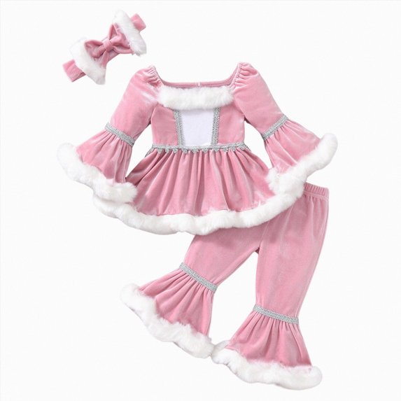 Curenmufel Long Sleeve Sweatshirt and Jogger Pants Girls Clothing Set for Daily Wear 12 18 Months (Pink,12-18 Months)