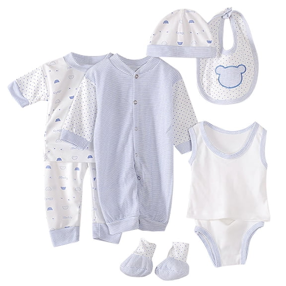 Curenmufel Essentials Must Haves Unisex Baby Boy Girl Layette Sets Bodysuits Pants And Accessories 8 Packs Comfort Outfit New Born Essentials 0-3 Months (Light blue,0-3 Months)