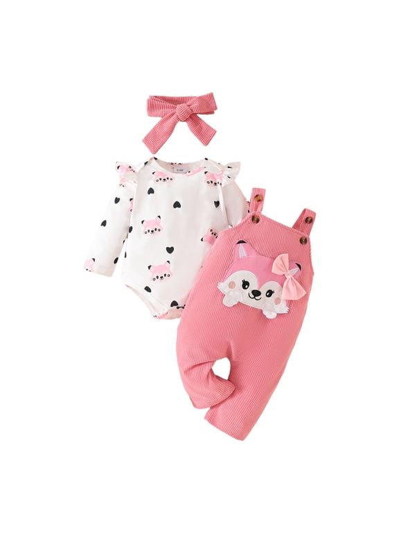 Newborn Outfits Baby Girl Baby Outfits for Girls Newborn Ruffle long-sleeve Top + Pants 2pcs Newborn Outfit 0 3 6 9 12 18 24 Months (Pink,12-18 Months)