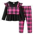 thumbnail image 1 of Curenmufel Outfits for Kids Girls Clothes Loose Fit Top and Wide-lege Pants Outfits Size 4T 5T (Hot Pink,4-5 Years), 1 of 9