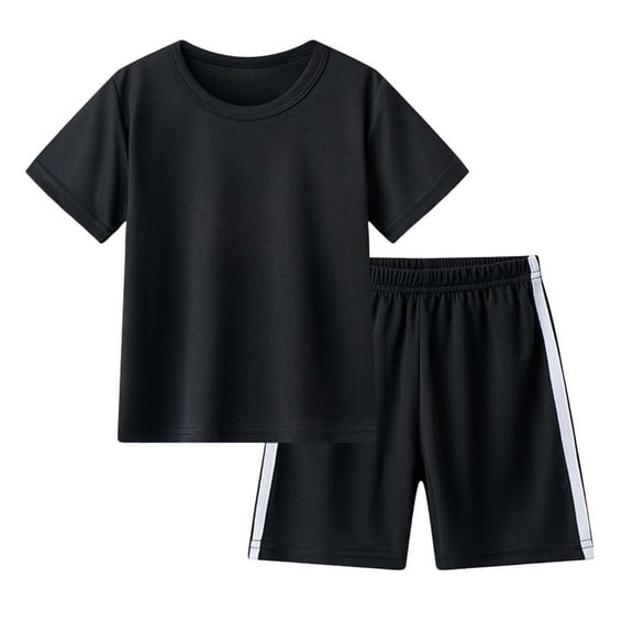 Curenmufel Short Sets for Boys Kids Toddler Baby Unisex Summer Short Sleeve Sports Tshirt Shorts Outfits Clothes Boys Set 2T 3T 4T 5T 6T 7T 8-11 Years (Black,3-4 Years)