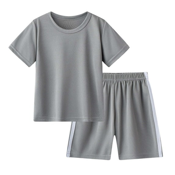 Curenmufel Short Sets for Boys Kids Toddler Baby Unisex Summer Short Sleeve Sports Tshirt Shorts Outfits Clothes Boys Set 2T 3T 4T 5T 6T 7T 8-11 Years (Grey,6-7 Years)