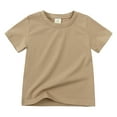 thumbnail image 1 of Curenmufel Toddler Baby Boy Girl Short Sleeve Crew Neck T Shirt Pullover Summer Basic Tee Solid Casual Clothes 12 18 Months 2T-7T(Brown,3-4 Years), 1 of 8