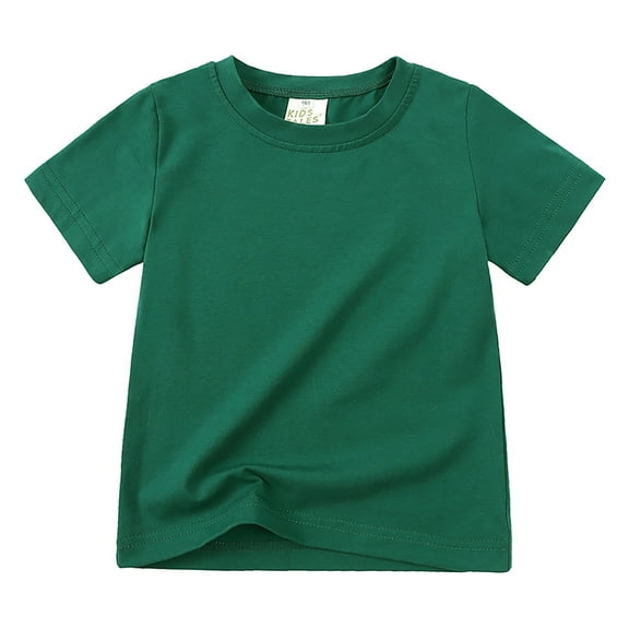 Curenmufel Toddler Baby Boy Girl Short Sleeve Crew Neck T Shirt Pullover Summer Basic Tee Solid Casual Clothes 12 18 Months 2T-7T(Green,12-24 Months)