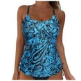 thumbnail image 1 of Curenmufel Women's Tankini Top Tie-Side Drawstrings Bathing Suit Top Ribbed Fabric Tummy Control Sporty Swimsuit Top (Navy,M), 1 of 8