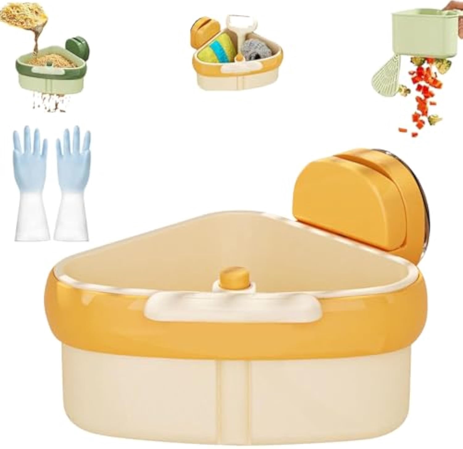 Curetoaway Suction Cup Sink Corner Rack, Wideous Suction Cup Sink ...