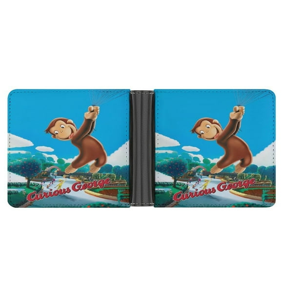 Curi-ous Geor-ge Wallet Pu Leather Wallet Bifold Wallet Slim Credit Card Holder for Women Men