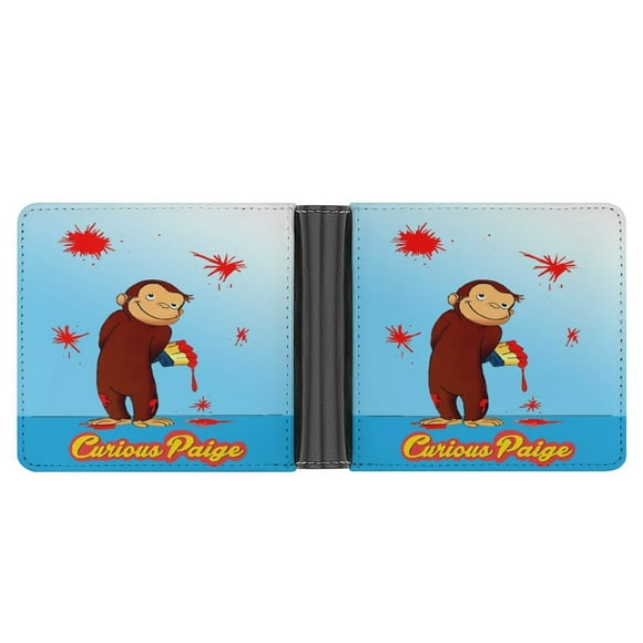 Curi-ous Geor-ge Wallet Pu Leather Wallet Bifold Wallet Slim Credit Card Holder for Women Men
