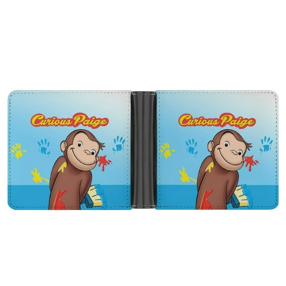 Curi-ous Geor-ge Wallet Pu Leather Wallet Bifold Wallet Slim Credit Card Holder for Women Men