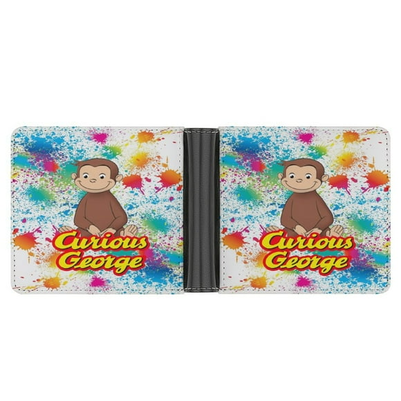 Curi-ous Geor-ge Wallet Pu Leather Wallet Bifold Wallet Slim Credit Card Holder for Women Men