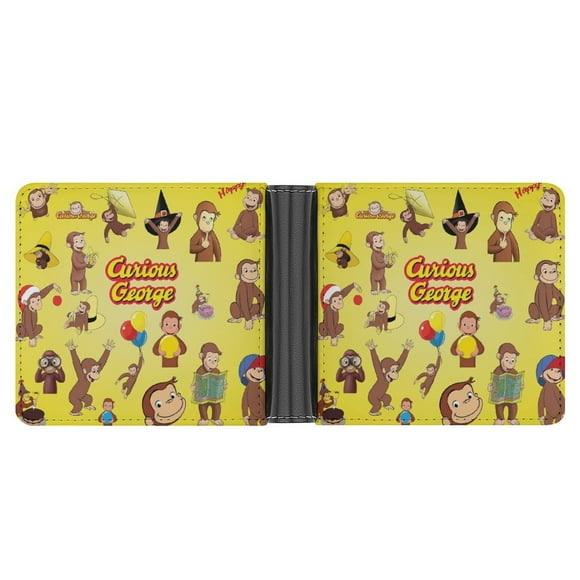 Curi-ous Geor-ge Wallet Pu Leather Wallet Bifold Wallet Slim Credit Card Holder for Women Men