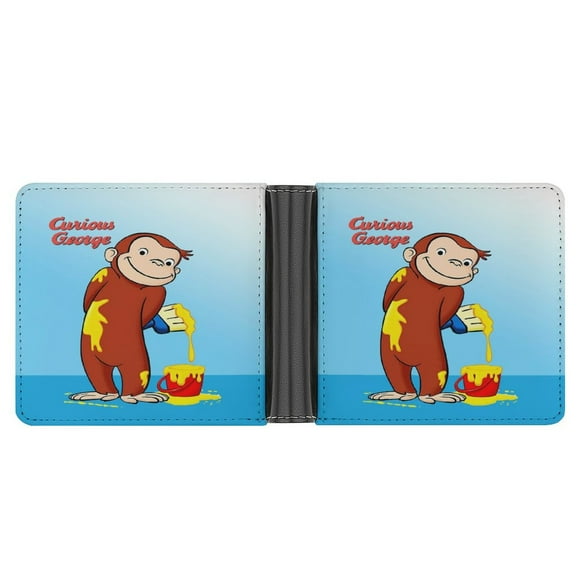 Curi-ous Geor-ge Wallet Pu Leather Wallet Bifold Wallet Slim Credit Card Holder for Women Men