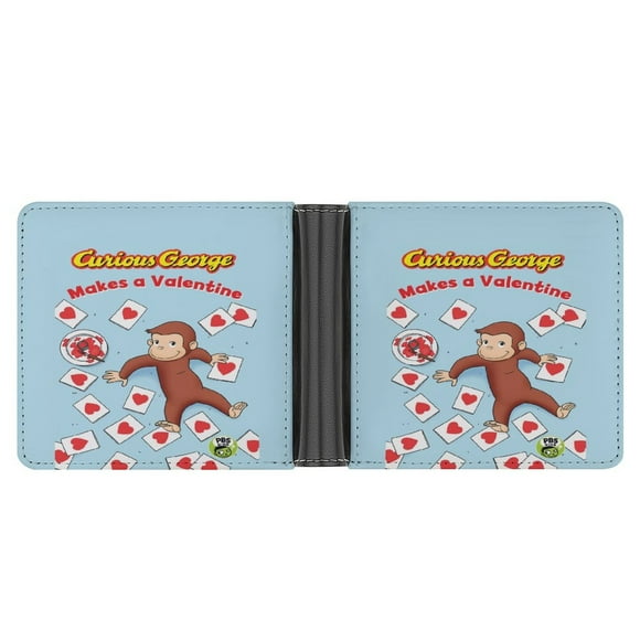 Curi-ous Geor-ge Wallet Pu Leather Wallet Bifold Wallet Slim Credit Card Holder for Women Men