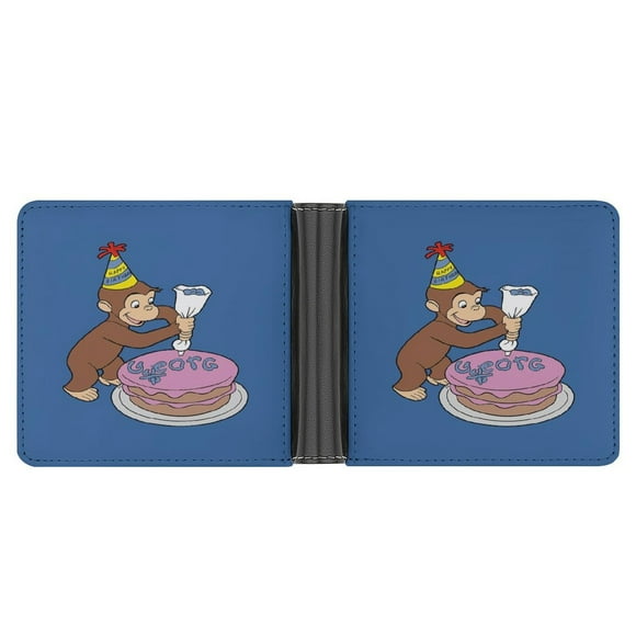 Curi-ous Geor-ge Wallet Pu Leather Wallet Bifold Wallet Slim Credit Card Holder for Women Men