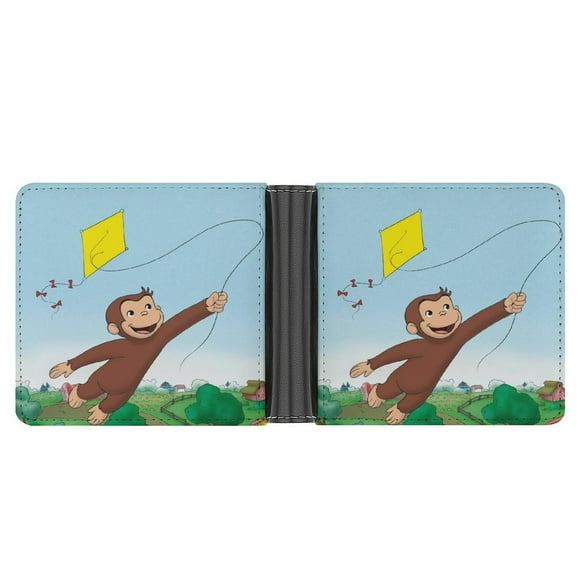Curi-ous Geor-ge Wallet Pu Leather Wallet Bifold Wallet Slim Credit Card Holder for Women Men