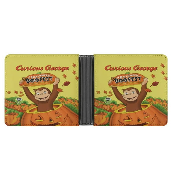 Curi-ous Geor-ge Wallet Pu Leather Wallet Bifold Wallet Slim Credit Card Holder for Women Men