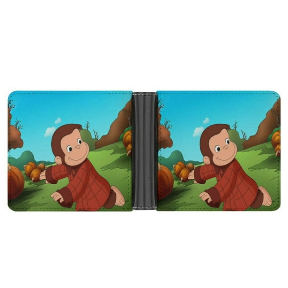 Curi-ous Geor-ge Wallet Pu Leather Wallet Bifold Wallet Slim Credit Card Holder for Women Men