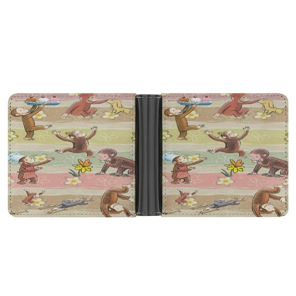 Curi-ous Geor-ge Wallet Pu Leather Wallet Bifold Wallet Slim Credit Card Holder for Women Men
