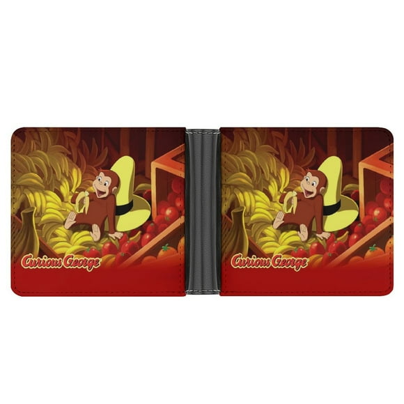 Curi-ous Geor-ge Wallet Pu Leather Wallet Bifold Wallet Slim Credit Card Holder for Women Men