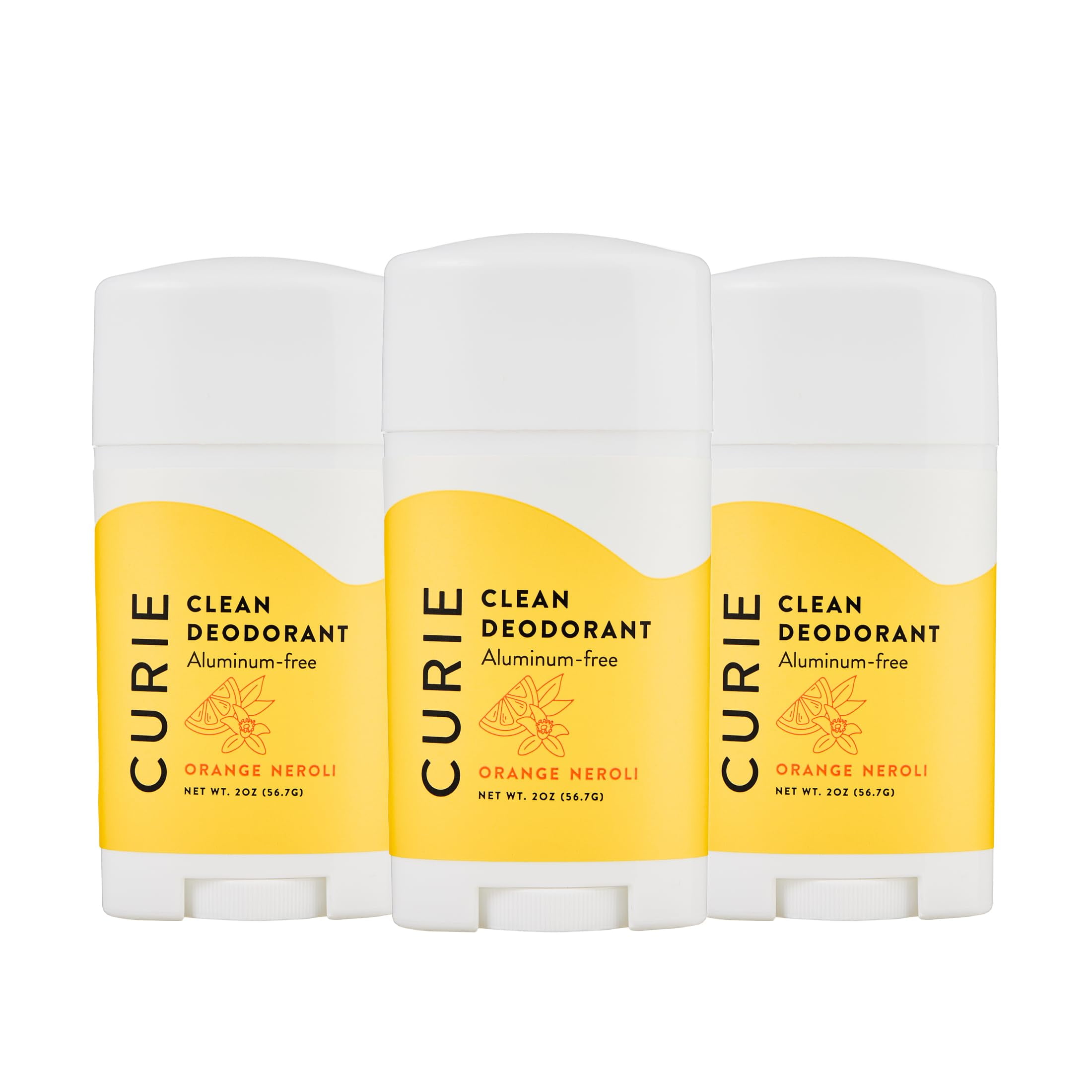 Curie Aluminum Free Deodorant Orange Neroli Stick 3pk Natural