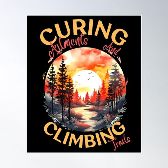 Curing Ailments And Climbing Trails. Colorful Forest Poster Wall Art, Modern Wall Decor, 8x12 UNFRAMED