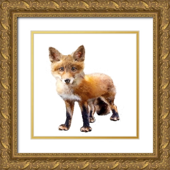 Curinga, Kim 12x12 Gold Ornate Wood Framed with Double Matting Museum Art Print Titled - Lil Fox Standing