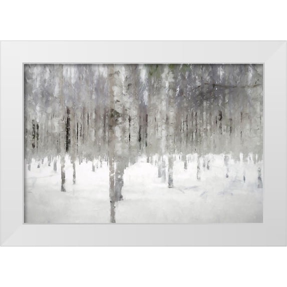 Curinga, Kim 14x11 White Modern Wood Framed Museum Art Print Titled - Birches In Fog