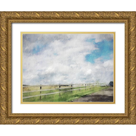 Curinga, Kim 14x12 Gold Ornate Wood Framed with Double Matting Museum Art Print Titled - Pasture Fence