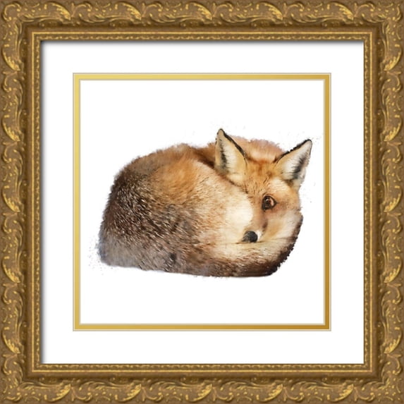 Curinga, Kim 26x26 Gold Ornate Wood Framed with Double Matting Museum Art Print Titled - Sleeping Fox