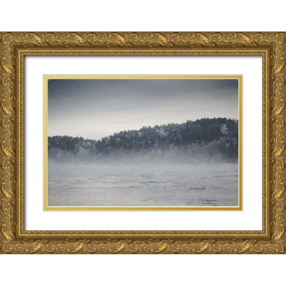 Curinga, Kim 32x23 Gold Ornate Wood Framed with Double Matting Museum Art Print Titled - Fog and Forest