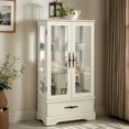 thumbnail image 1 of CKEASEAN Lighted Curio Cabinet with Glass shelves, Glass Display Cabinet with Mirrored Back Panel, China Showcase for Living room, 1 of 10