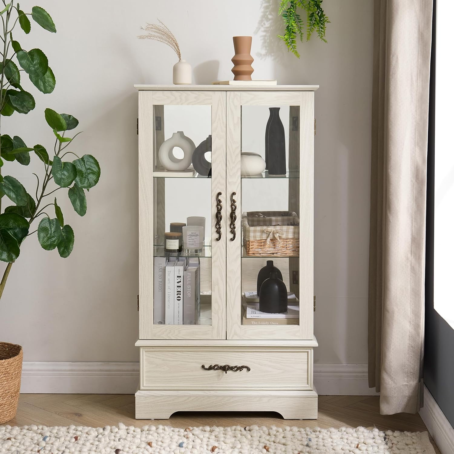 White Curio Cabinet With Glass Doors