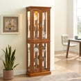 thumbnail image 1 of Curio Cabinet Lighted Curio Diapaly Cabinet with Adjustable Shelves and Mirrored Back Panel, Tempered Glass Doors (6 Tier), (E26 light bulb not included), 1 of 16