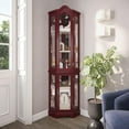 thumbnail image 1 of Curio Cabinet Lighted Glass Display Curio Cabinet w/Tempered Glass Doors and Shelves, Crown Corner Cabinet with Bulb, Corner Storage Decoration for Living room and Bedroom Cherry, 1 of 1