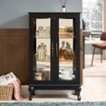 thumbnail image 1 of Curio Cabinet with Tempered Glass Doors, Lighted Display Cabinet with Mirrored Back Panel & Adjustable Shelves Perfect for Home or Office (Light Bulb Included)- Black, 1 of 13