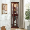 thumbnail image 1 of Curio Cabinets, HSUNNS 70-inch Corner Glass Display Cabinet with Adjustable Shelves & Lights - Perfect for Antique Collections, Displaying Photos, Artworks, Cherry, 1 of 11
