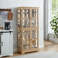 thumbnail image 1 of Curio Display Cabinet,Antique Display Cabinet with Glass Doors Adjustable Shelves for Collectibles Four Door Design Vintage Showcase for Home or Office Antique Display Case E26 Bulb Included OAK67558, 1 of 1