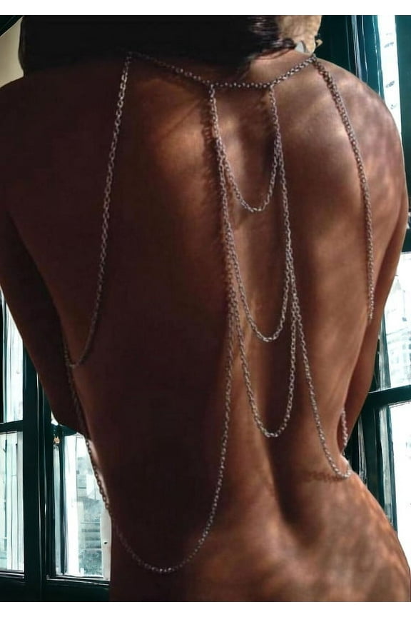 Back Chain Necklace in 925 Sterling Silver Layered Sexy Body Chain Bohemian Jewelry Layered Chain Bralette Bikini Back Chain Jewelry Gift