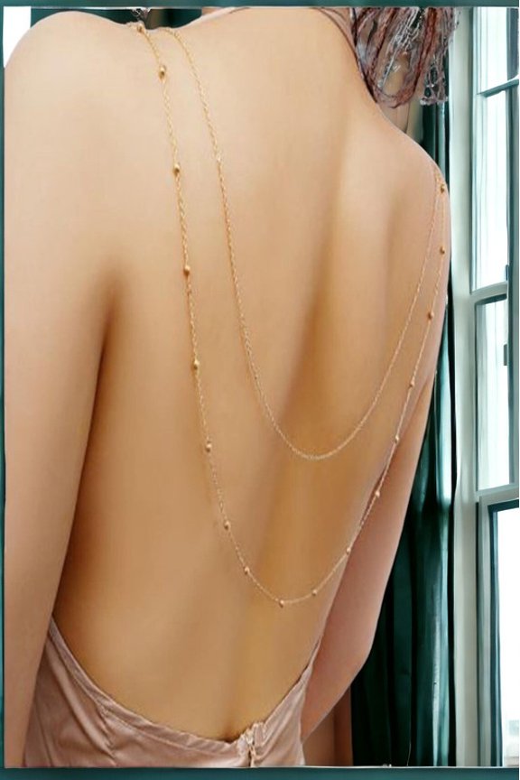 Beaded Back Chain Necklace in 925 Sterling Silver Double Layer Sexy Chain Boho Jewelry Delicate Chain Breast Bohemian Jewelry For Gifting