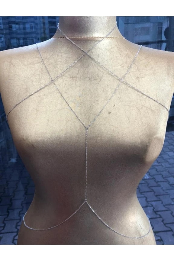 Body Chain Bralette in 925 Sterling Silver Delicate Chain Breast Bohemian Jewelry Shoulder Body Chain Necklace Sexy Honeymoon Jewelry Gift