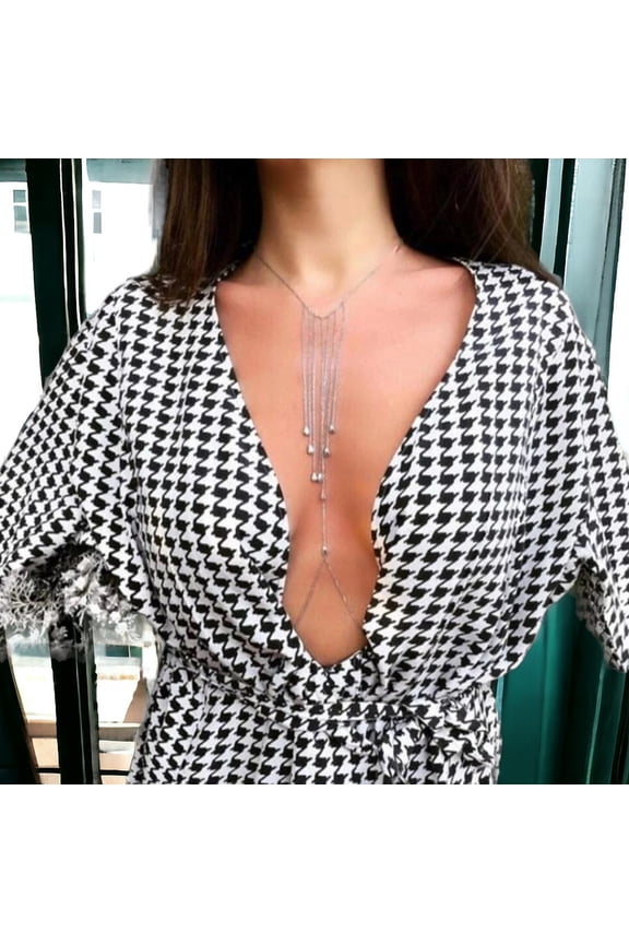 Multi Chain Drop Boho Jewelry in 925 Sterling Silver Layer Bikini Party Chain Bralette Bikini Body Bohemian Jewelry Delicate Chain Necklace