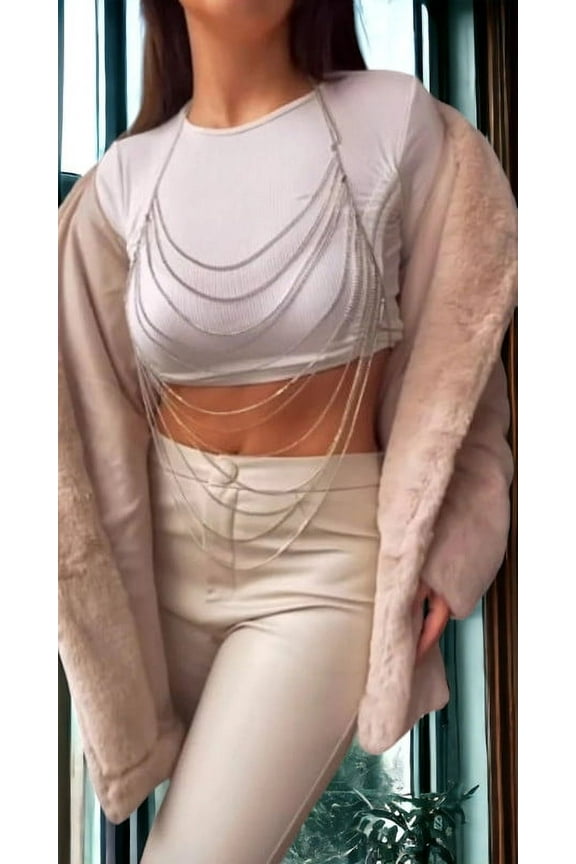 Multi Layer Body Harness 925 Sterling Silver Layered Body Chain Bralette Chain Party Bohemian Jewelry Sexy Honeymoon Body Jewelry For Gift