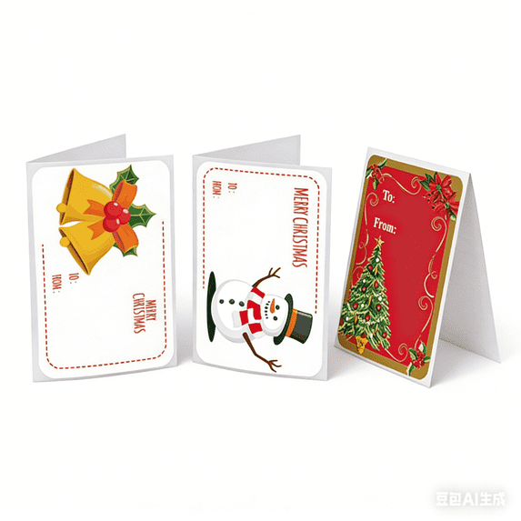 CurioCo Christmas Tags 300 PCS, Red & Silver Foil Stickers Labels for Holiday Wrapping Gifts Festive Decor