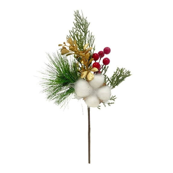 CurioCo Christmas Kitchen Decor Simulation Pine Needle Stick, Artificial Christmas Greenery Spray, Realistic Countertop Window Ornament for Holiday Cheer