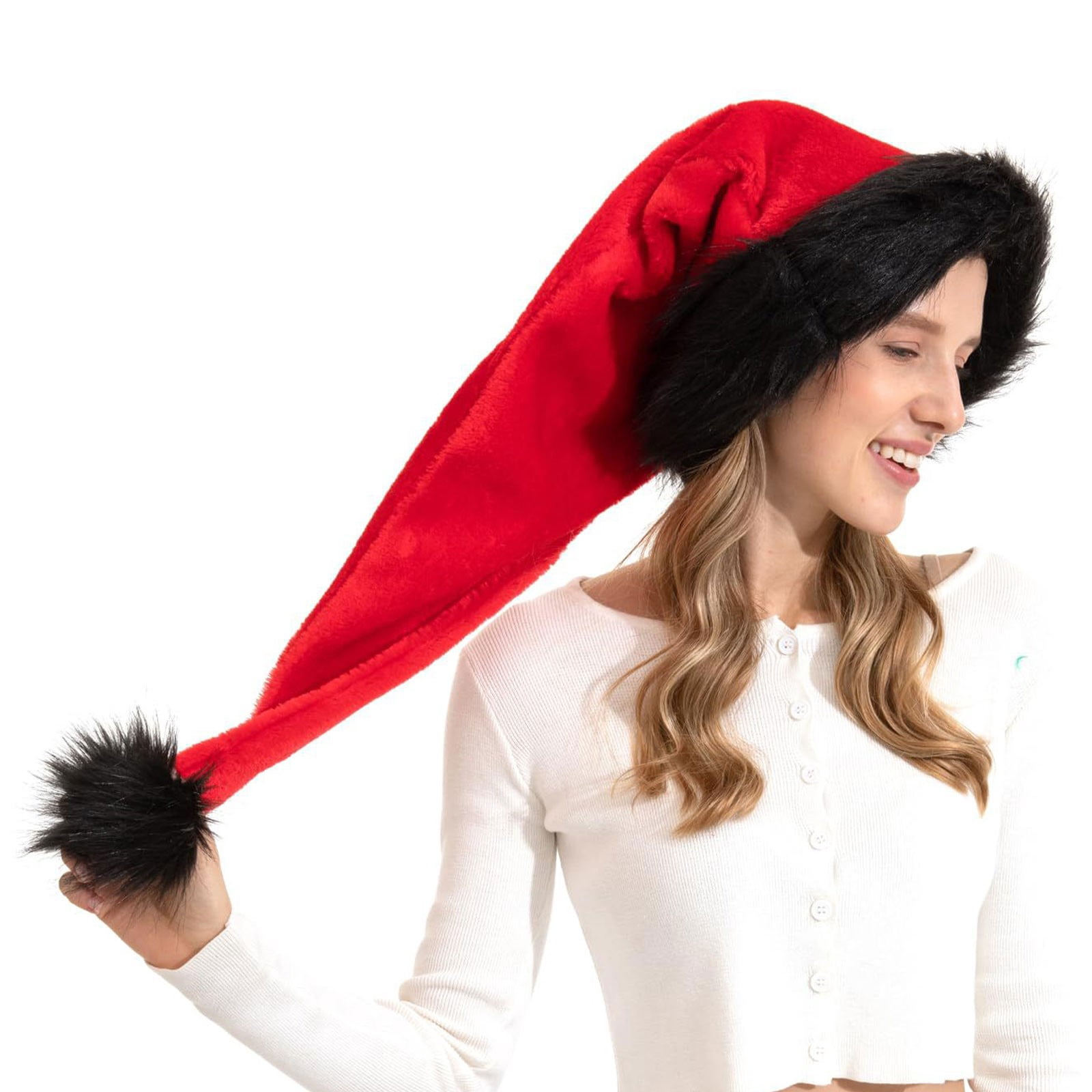 CurioCo Christmas Plush Santa Hat 2 Pack Extra Long &