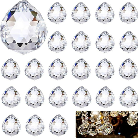 CurioCo Crystal Chandelier Hanging Drop Polished Clear Feng Shui Decor Sun Catcher Home Decoration Glass Prism Lamp Accessory